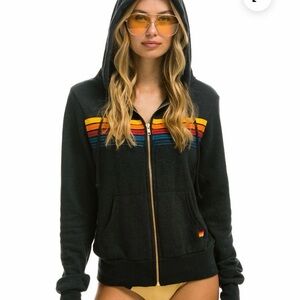 AVIATOR NATION SET-  5 Stripe Hoodie and Sweatpants set - charcoal